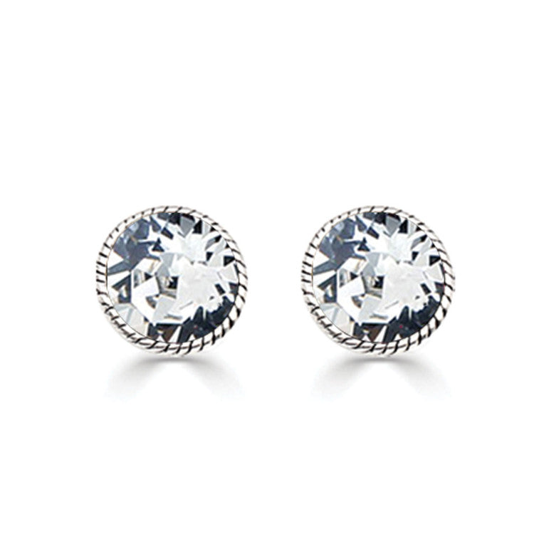 Rope Edged 8mm Swarovski Stud Earrings. E2043