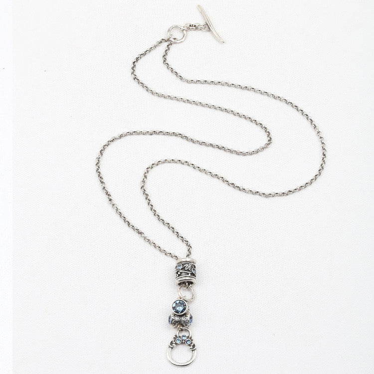Denim Lily Rose Floral Necklace. N1506